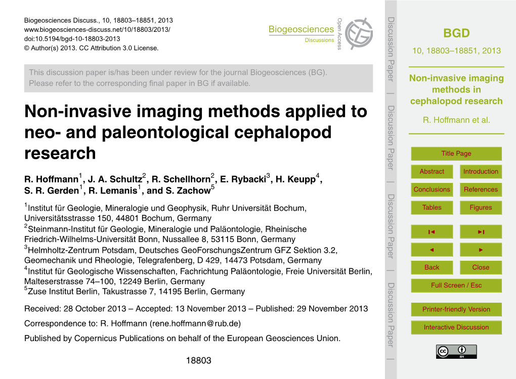 Non-Invasive Imaging Methods in Cephalopod Research