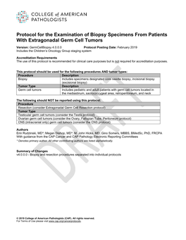 Protocol for the Examination of Biopsy Specimens from Patients with Extragonadal Germ Cell Tumors