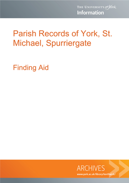 Parish Records of York, St. Michael, Spurriergate