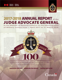 2017-2018ANNUAL REPORT of the JUDGE ADVOCATE GENERAL
