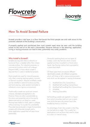 How to Avoid Screed Failure