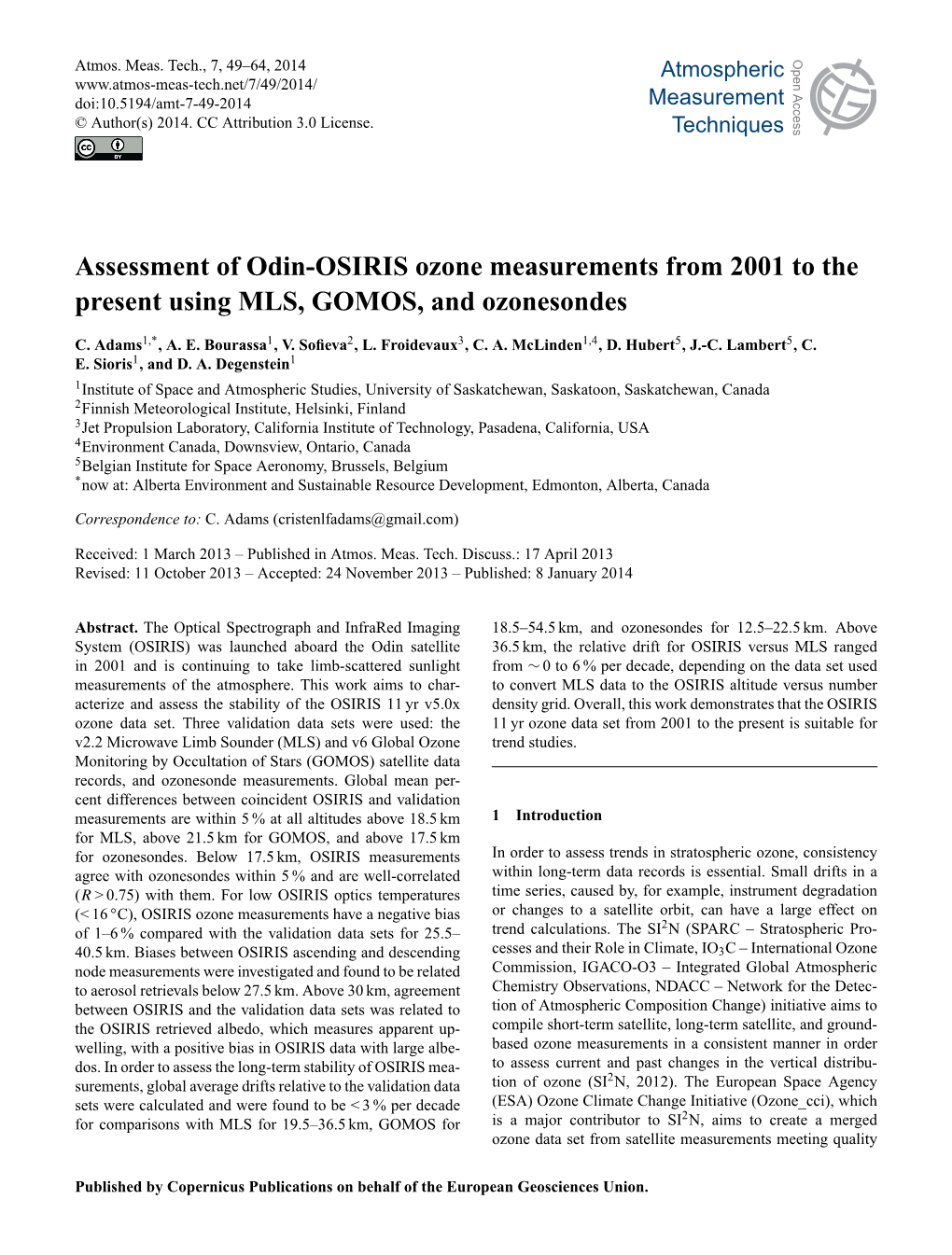 Assessment of Odin-OSIRIS Ozone Measurements from 2001 to the Present Using MLS, GOMOS, and Ozonesondes