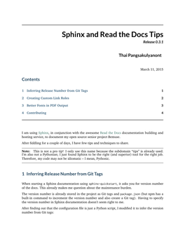 Sphinx and Read the Docs Tips Release 0.3.1