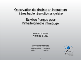 Suivi De Franges Pour L'interférométrie Infrarouge Observation De Binaires