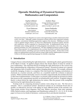 Operadic Modeling of Dynamical Systems: Mathematics and Computation