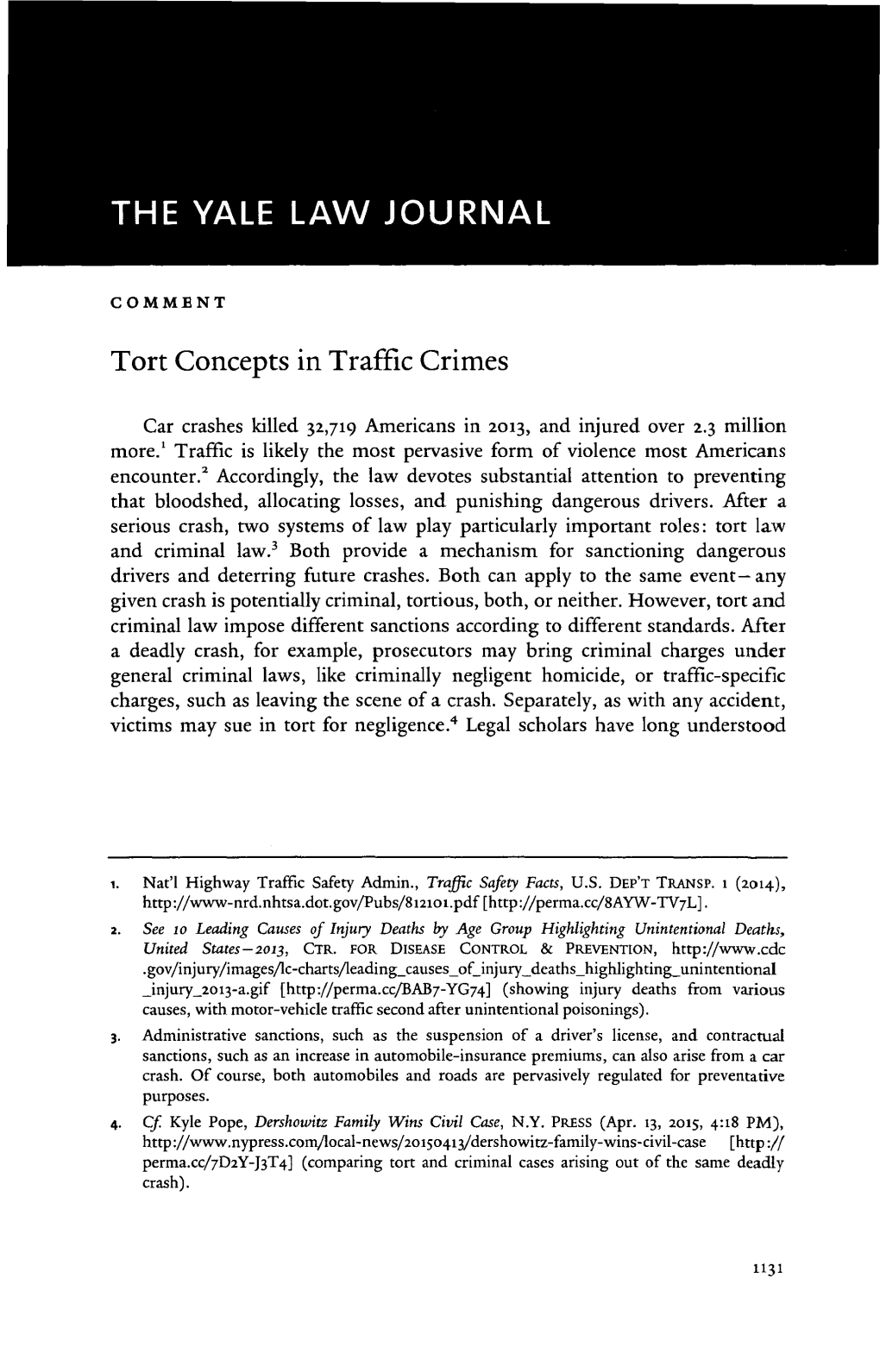 Tort Concepts in Traffic Crimes