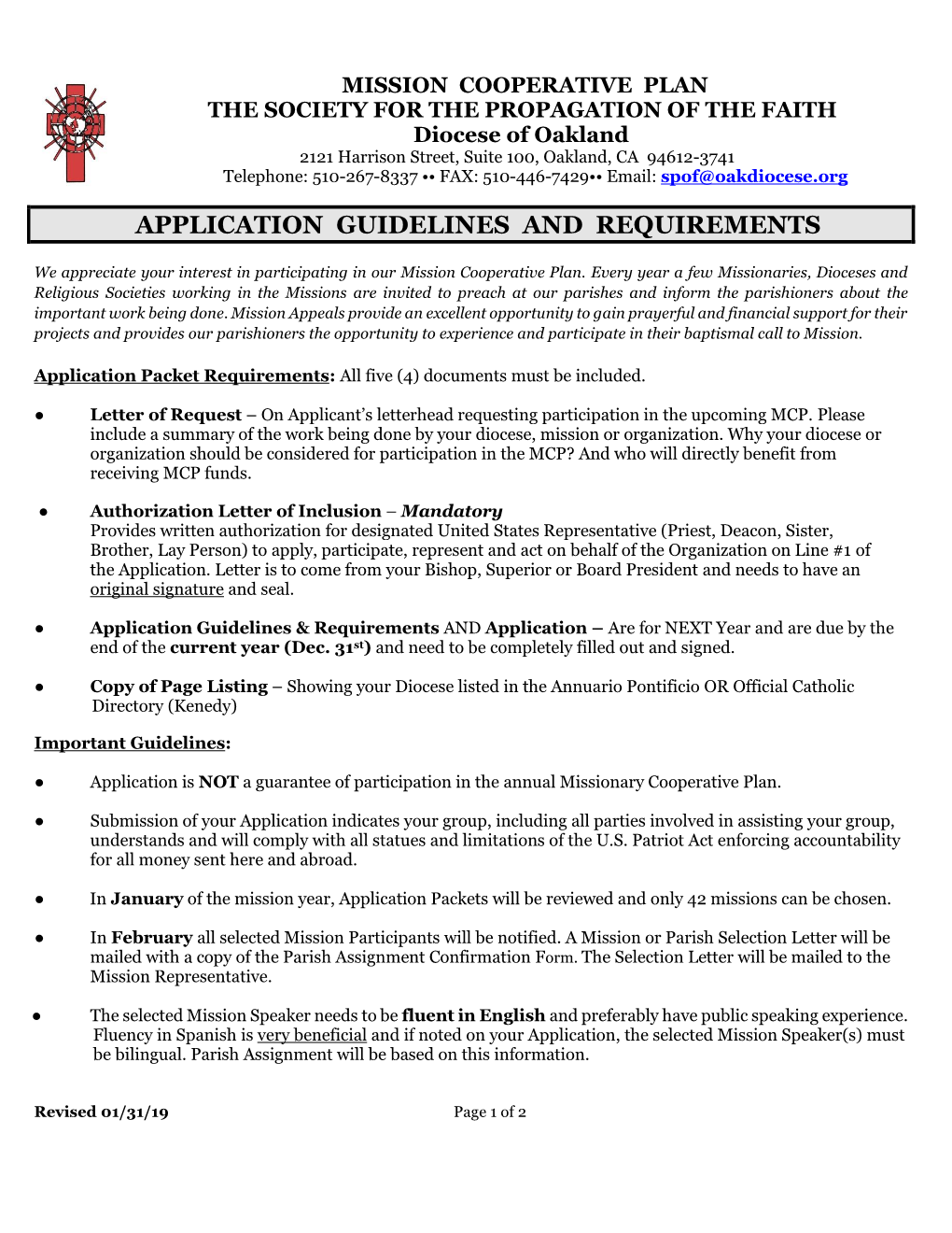 Application Guidelines and Requirements