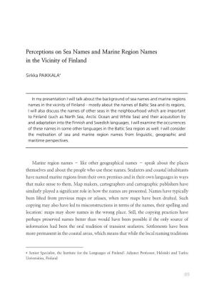 Perceptions on Sea Names and Marine Region Names in the Vicinity of Finland