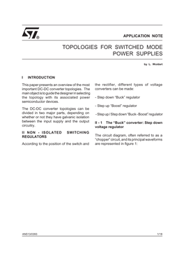 Topologies for Switch Mode Power Supplies