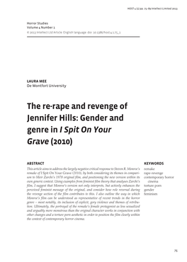 The Re-Rape and Revenge of Jennifer Hills: Gender and Genre in I Spit on Your Grave (2010)