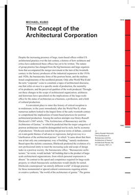 The Concept of the Architectural Corporation