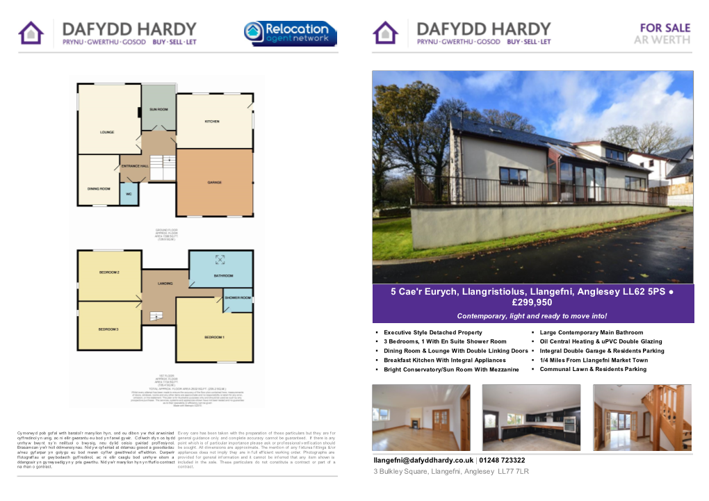 5 Cae'r Eurych, Llangristiolus, Llangefni, Anglesey LL62 5PS ● £299,950 Contemporary, Light and Ready to Move Into!