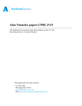 Alan Nunnelee Papers CPRC.PAN