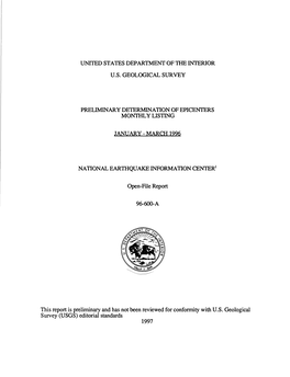 United States Department of the Interior U.S. Geological Survey