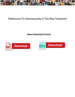 References to Homosexuality in the New Testament