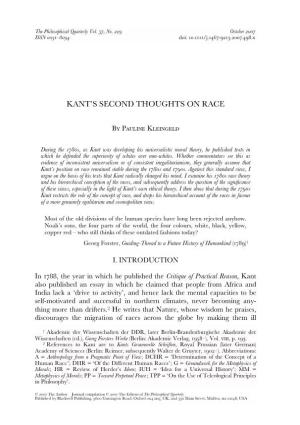 Kant's Second Thoughts on Race