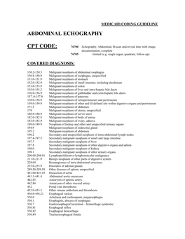 Abdominal Echography Cpt Code