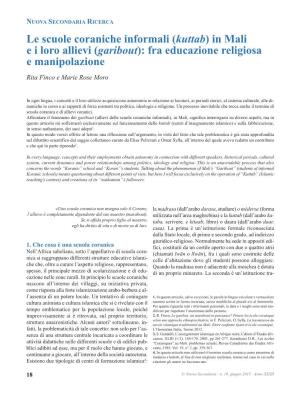 Le Scuole Coraniche Informali (Kuttab) in Mali E I Loro Allievi (Garibout): Fra