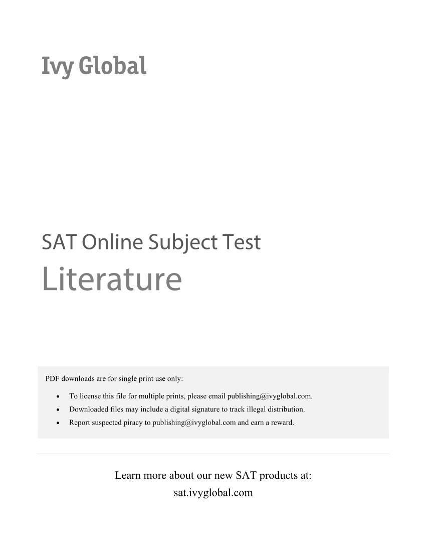 SAT Online Subject Test Literature