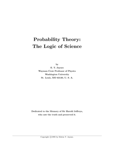 Probability Theory: the Logic of Science