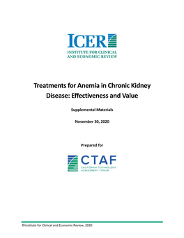 Treatments for Anemia in Chronic Kidney Disease: Effectiveness and Value