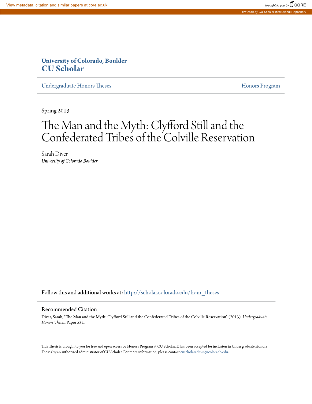 The Man and the Myth: Clyfford Still and the Confederated Tribes of the Colville Reservation