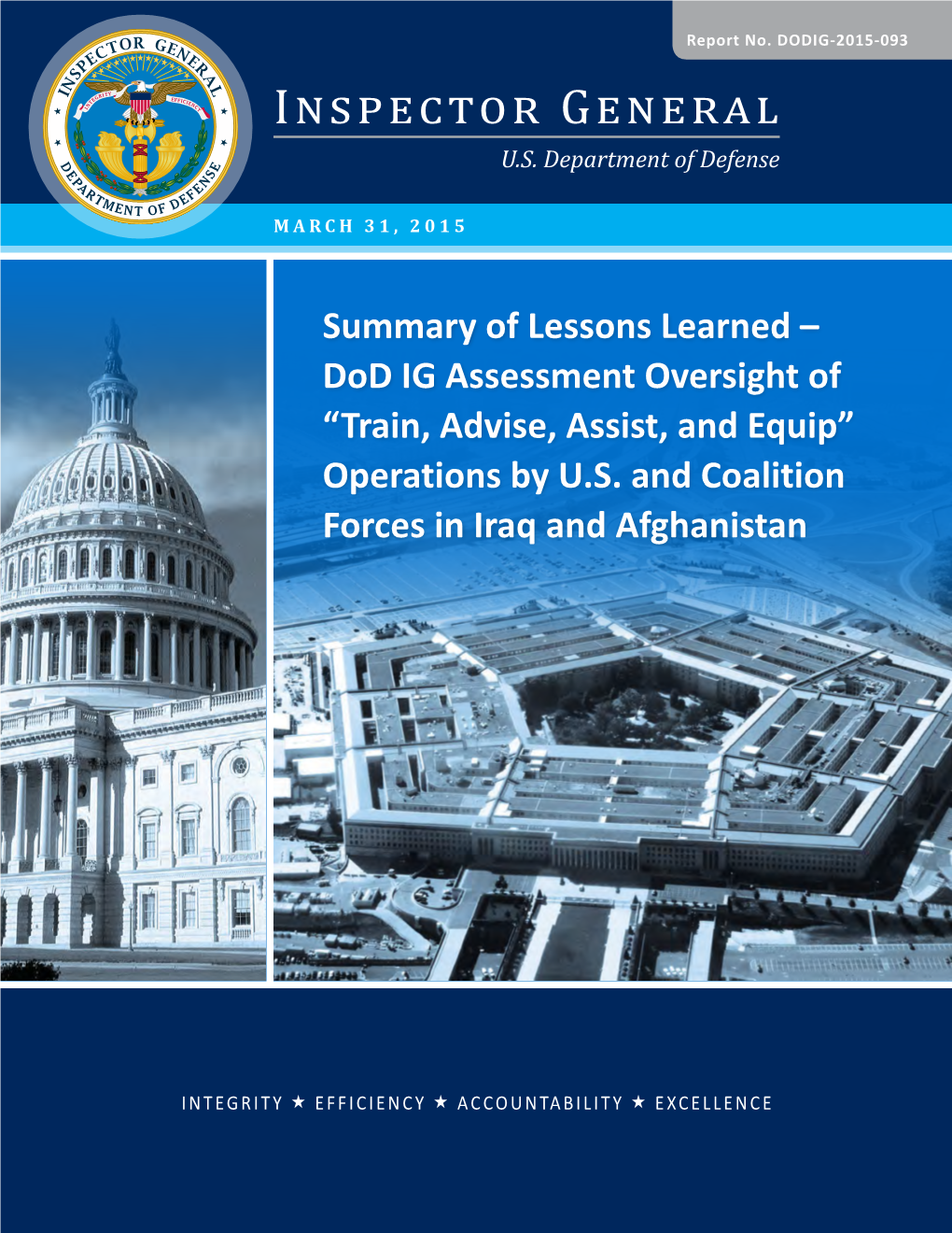 Dod IG Assessment Oversight of “Train, Advise, Assist, and Equip” Operations by U.S