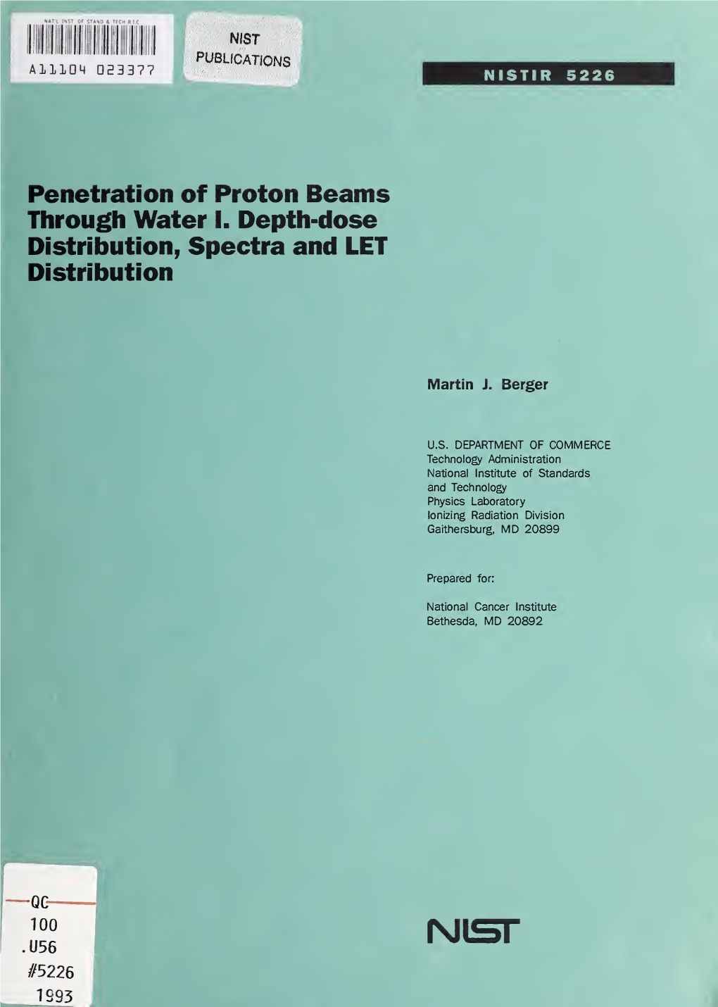 Penetration of Proton Beams Through Water 1. Depth-Dose Distribution