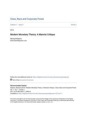 Modern Monetary Theory: a Marxist Critique