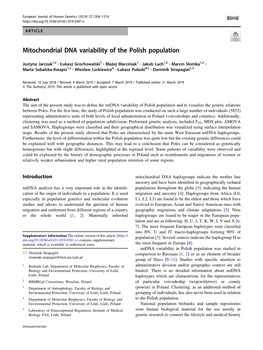 Mitochondrial DNA Variability of the Polish Population