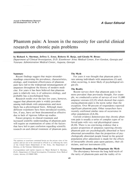 Phantom Pain: a Lesson in the Necessity for Careful Clinical Research on Chronic Pain Problems