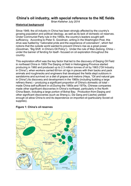 China's Oil Industry, with Special Reference to the NE Fields