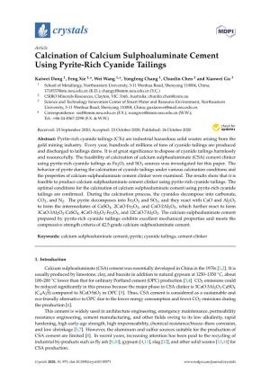 Calcination of Calcium Sulphoaluminate Cement Using Pyrite-Rich Cyanide Tailings