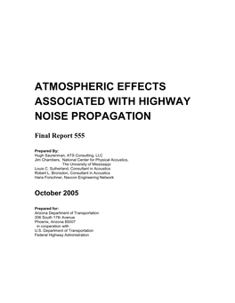 SPR-555: Atmospheric Effects Associated with Highway Noise Propagation