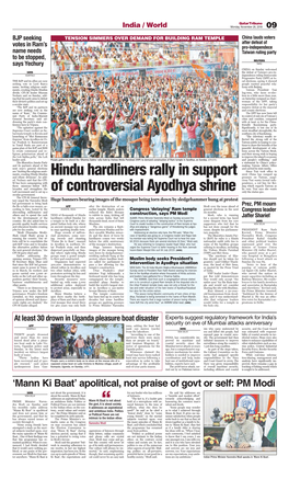 Hindu Hardliners Rally in Support of Controversial Ayodhya Shrine