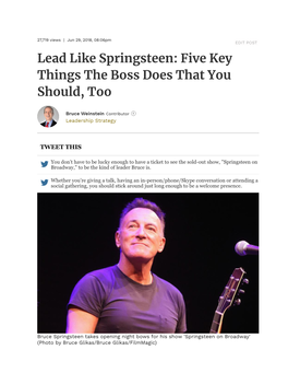 Lead Like Springsteen: Five Key Things the Boss Does That You Should, Too