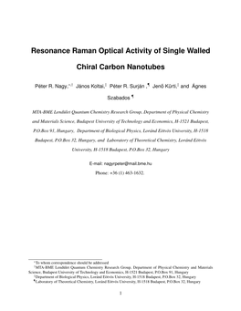 Resonance Raman Optical Activity of Single Walled Chiral Carbon