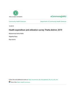 Health Expenditure and Utilization Survey Thatta District, 2019
