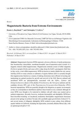 Magnetotactic Bacteria from Extreme Environments