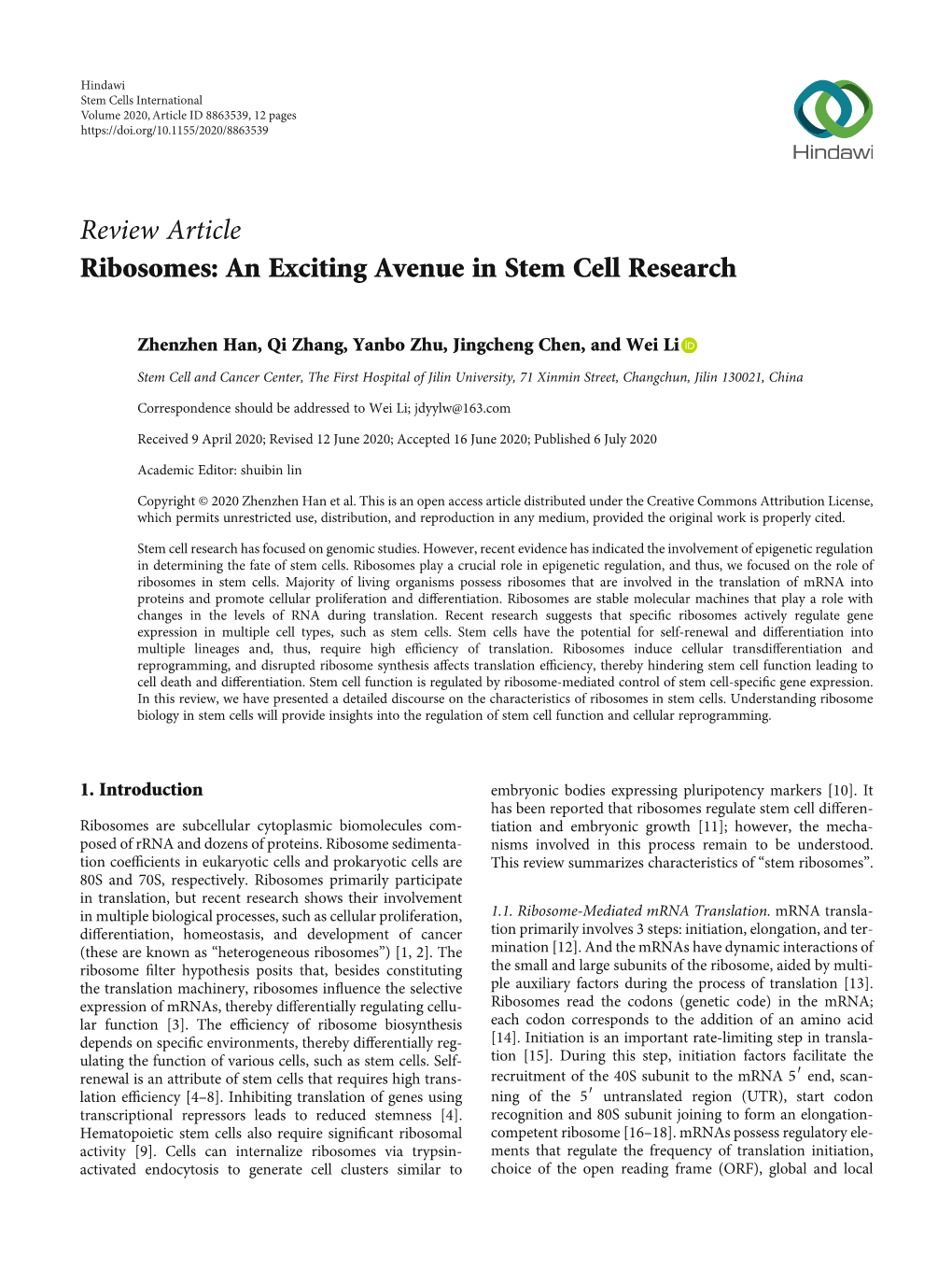 Ribosomes: an Exciting Avenue in Stem Cell Research