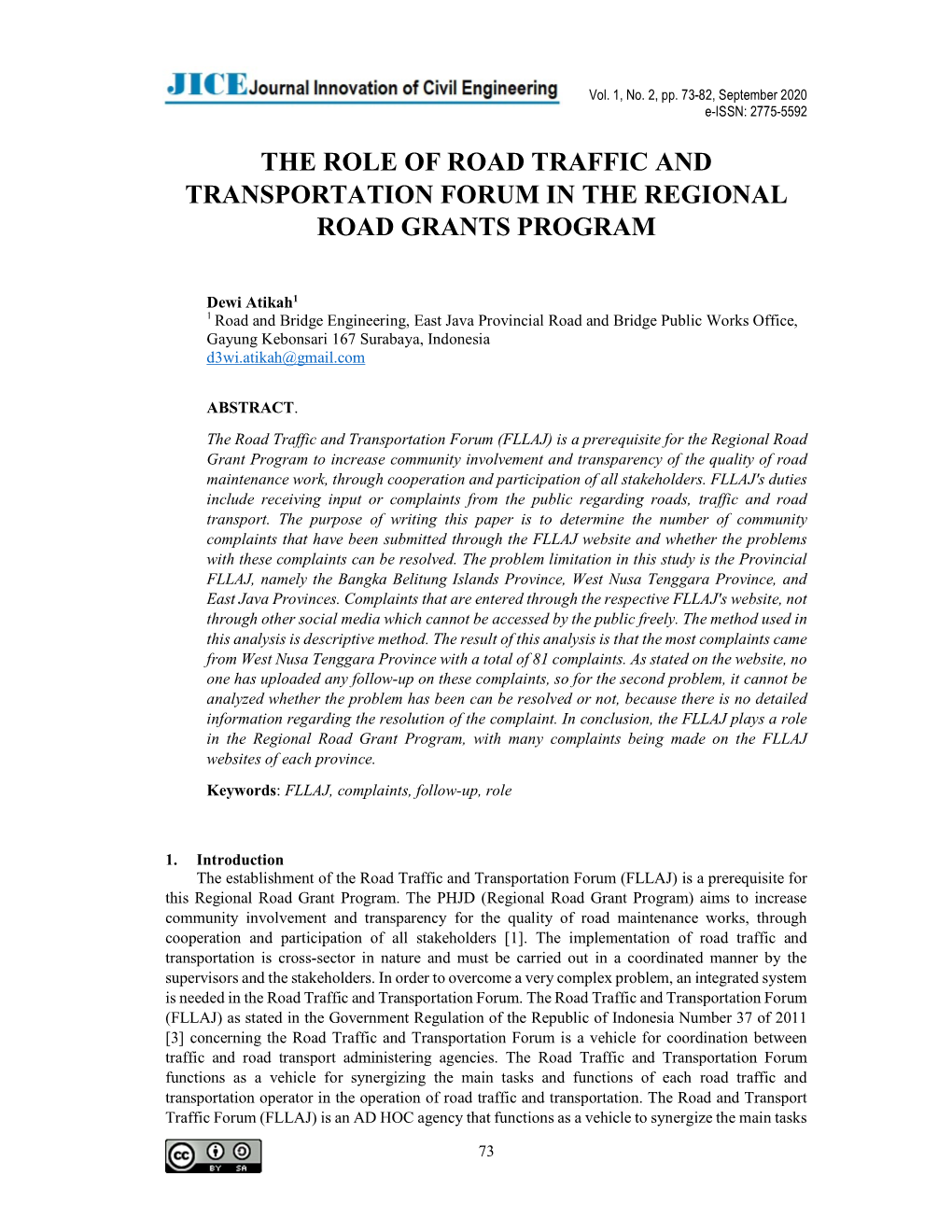 The Role of Road Traffic and Transportation Forum in the Regional Road Grants Program