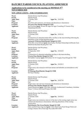 Datchet Parish Council Planning Addendum