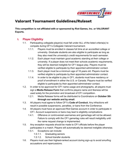 Valorant Tournament Guidelines/Ruleset