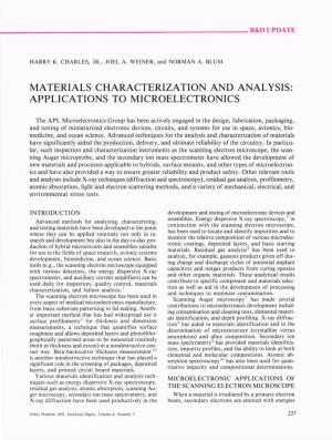Materials Characterization and Analysis: Applications to Microelectronics