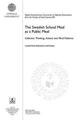 The Swedish School Meal As a Public Meal