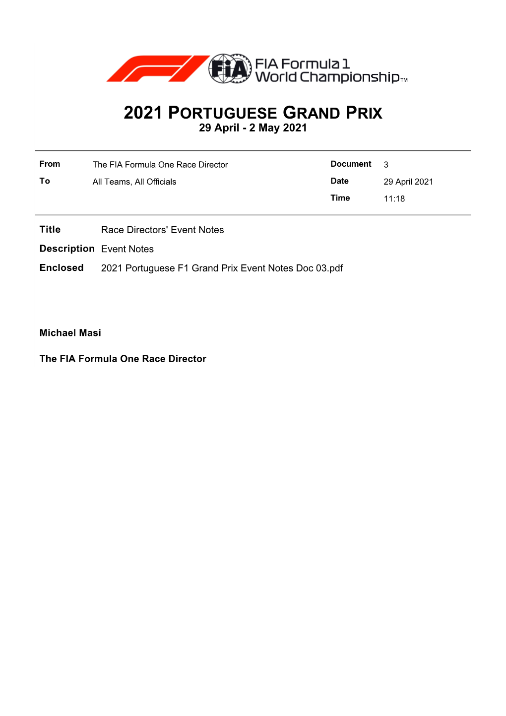 2021 PORTUGUESE GRAND PRIX 29 April - 2 May 2021