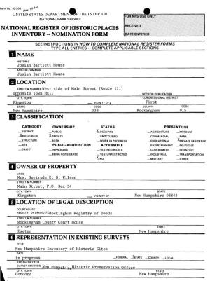 National Register of Historic Places Inventory -- Nomination Form