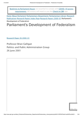 Parliament's Development of Federalism – Parliament of Australia
