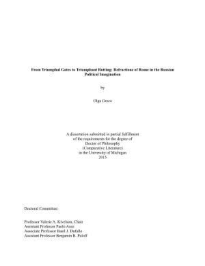 Refractions of Rome in the Russian Political Imagination by Olga Greco