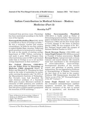 Indian Contribution in Medical Science – Modern Medicine (Part 2)